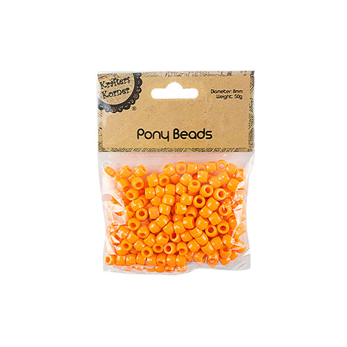 Pony Beads 50gm Orange KK
